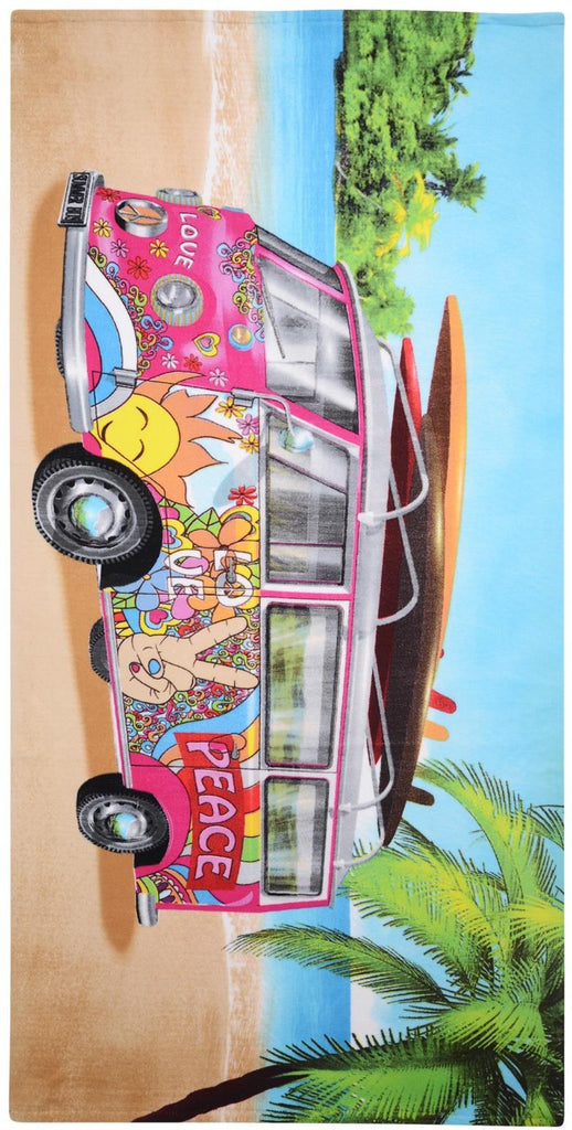 Microfibre Beach Towel, 70x140cm, Summer Bus Pink - Adore Home