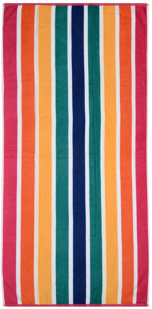 Velour Striped Beach Towel, 75x150cm, Rainbow Stripe - Adore Home