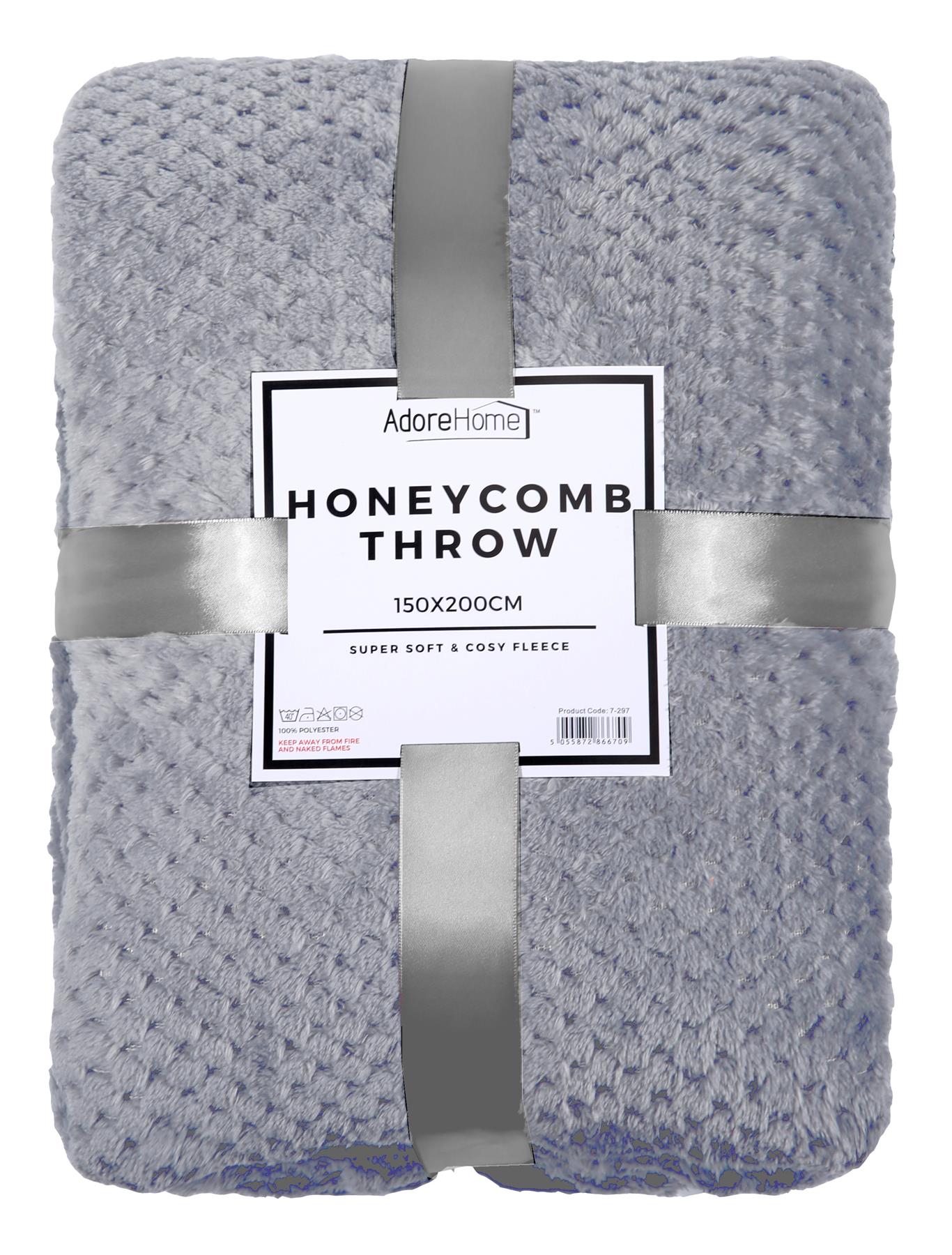 Grey Super Soft Honeycomb Throw Blanket