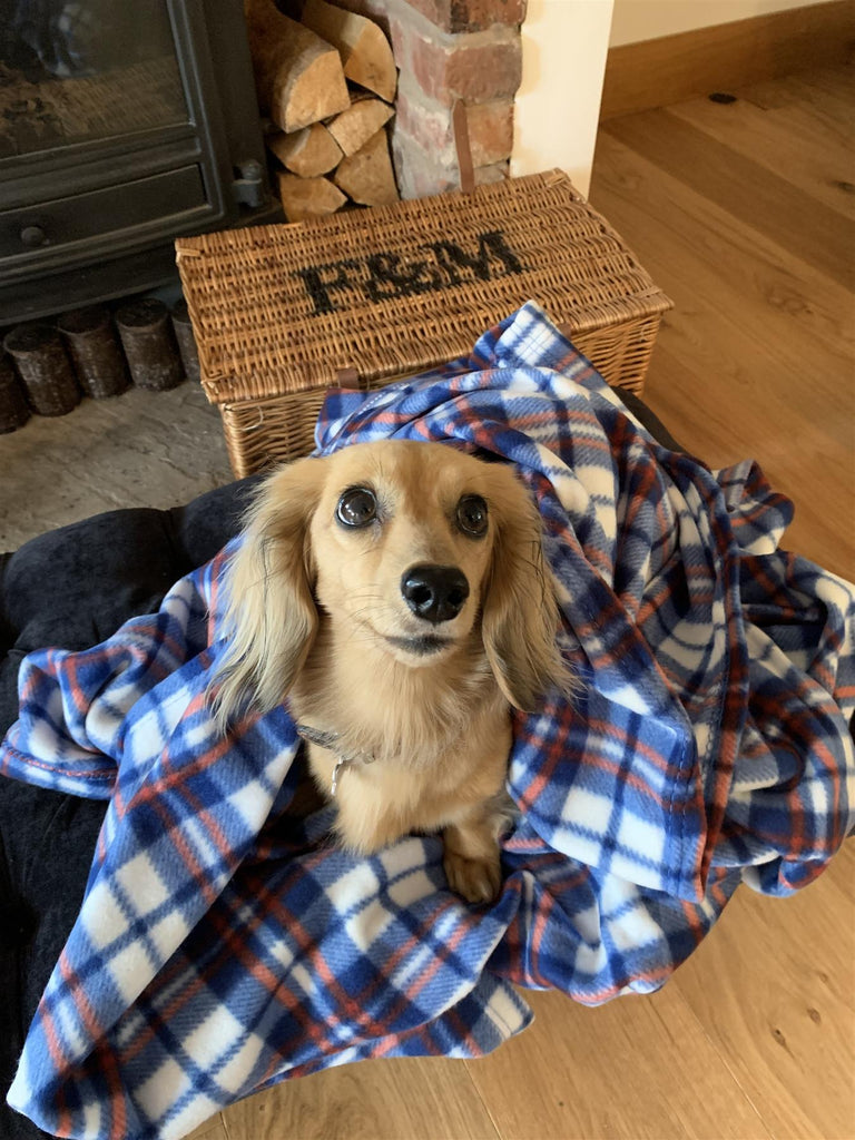Blue Checked Tartan Fleece Blanket - Adore Home