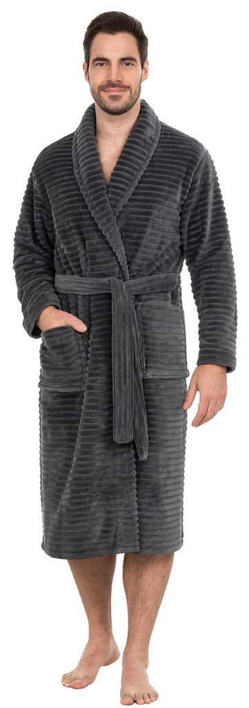 ribbed dressing gown Pure Cotton Towelling Ribbed Dressing Gown