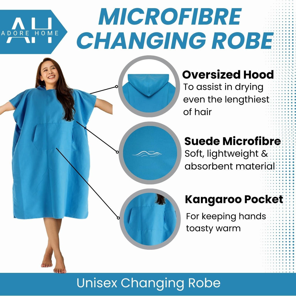 Ladies Aqua Microfibre Changing Robe - Adore Home