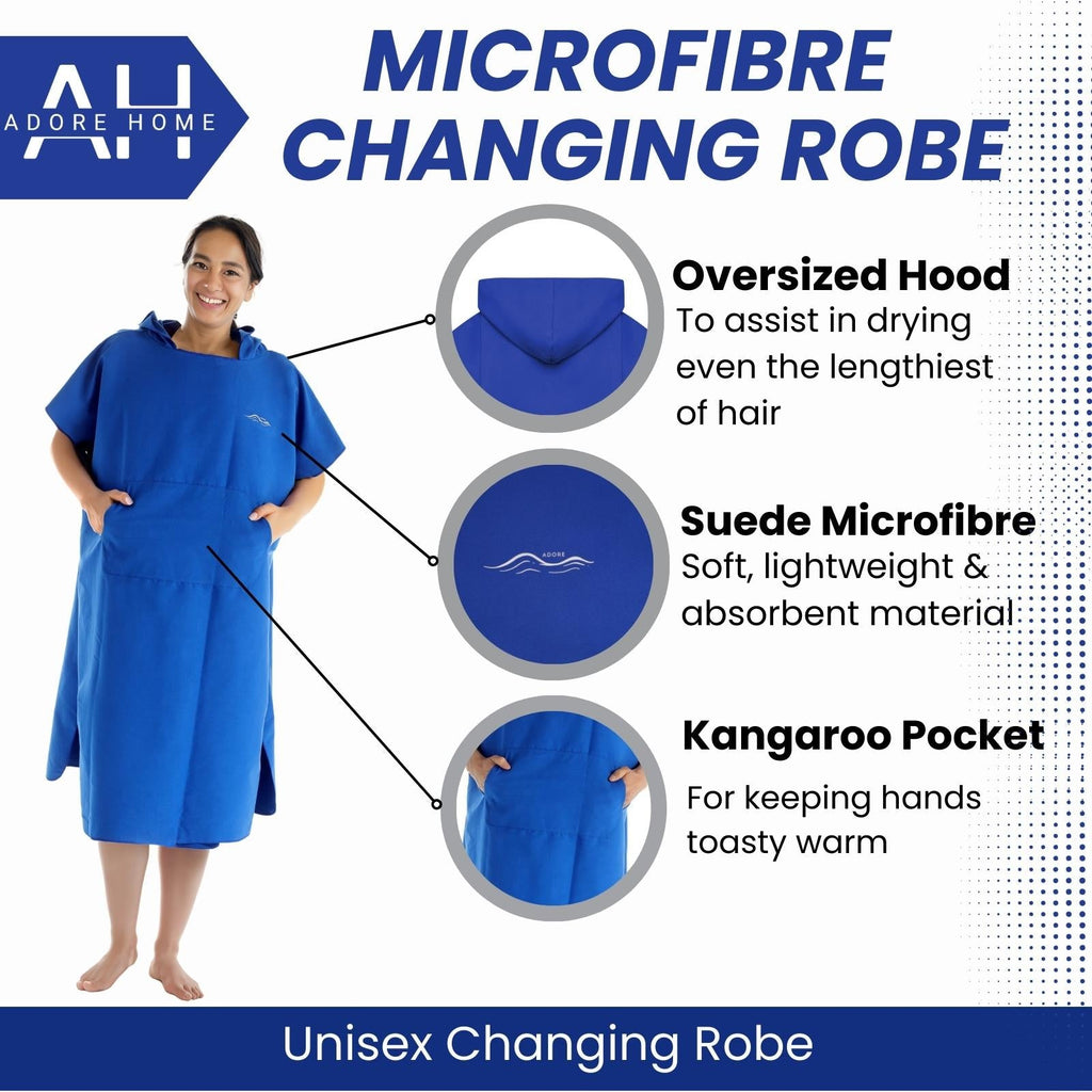 Ladies Royal Blue Microfibre Changing Robe - Adore Home