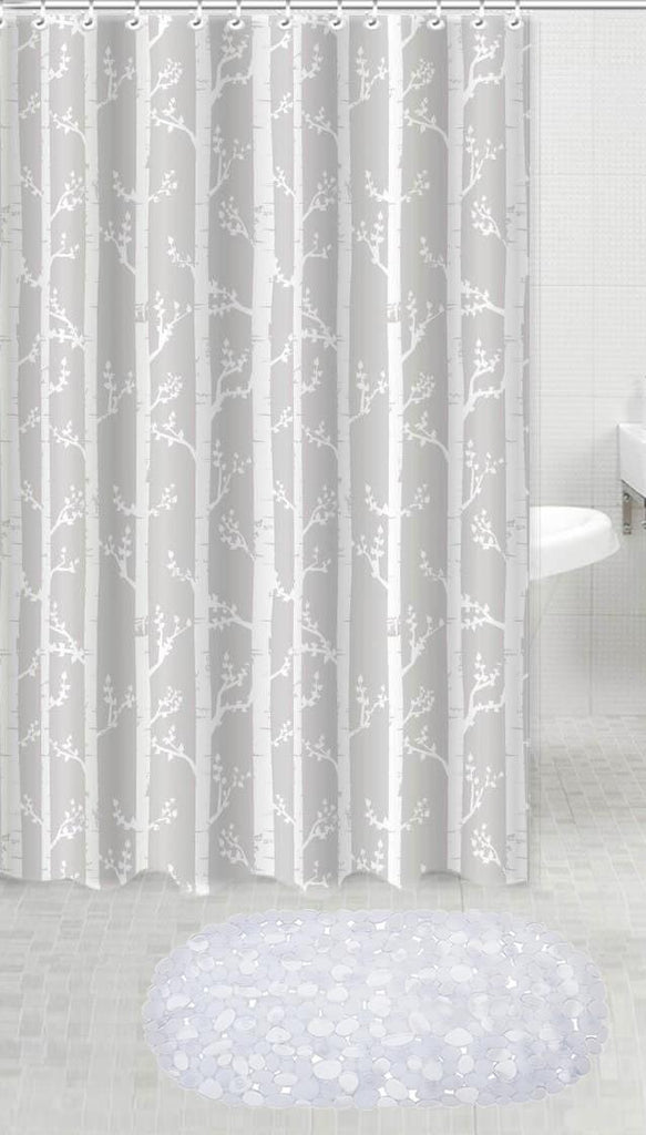 Shower Curtain Set With PVC Bath Mat, Clear - Adore Home