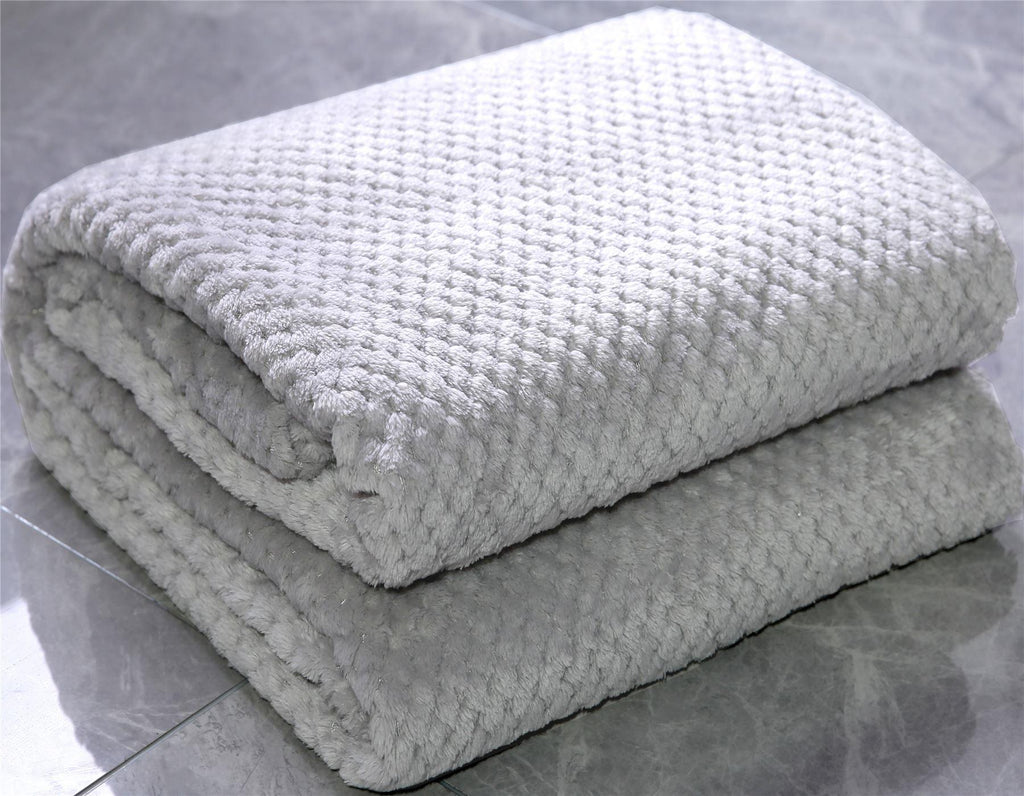 Silver Super Soft Honeycomb Throw Blanket - Adore Home