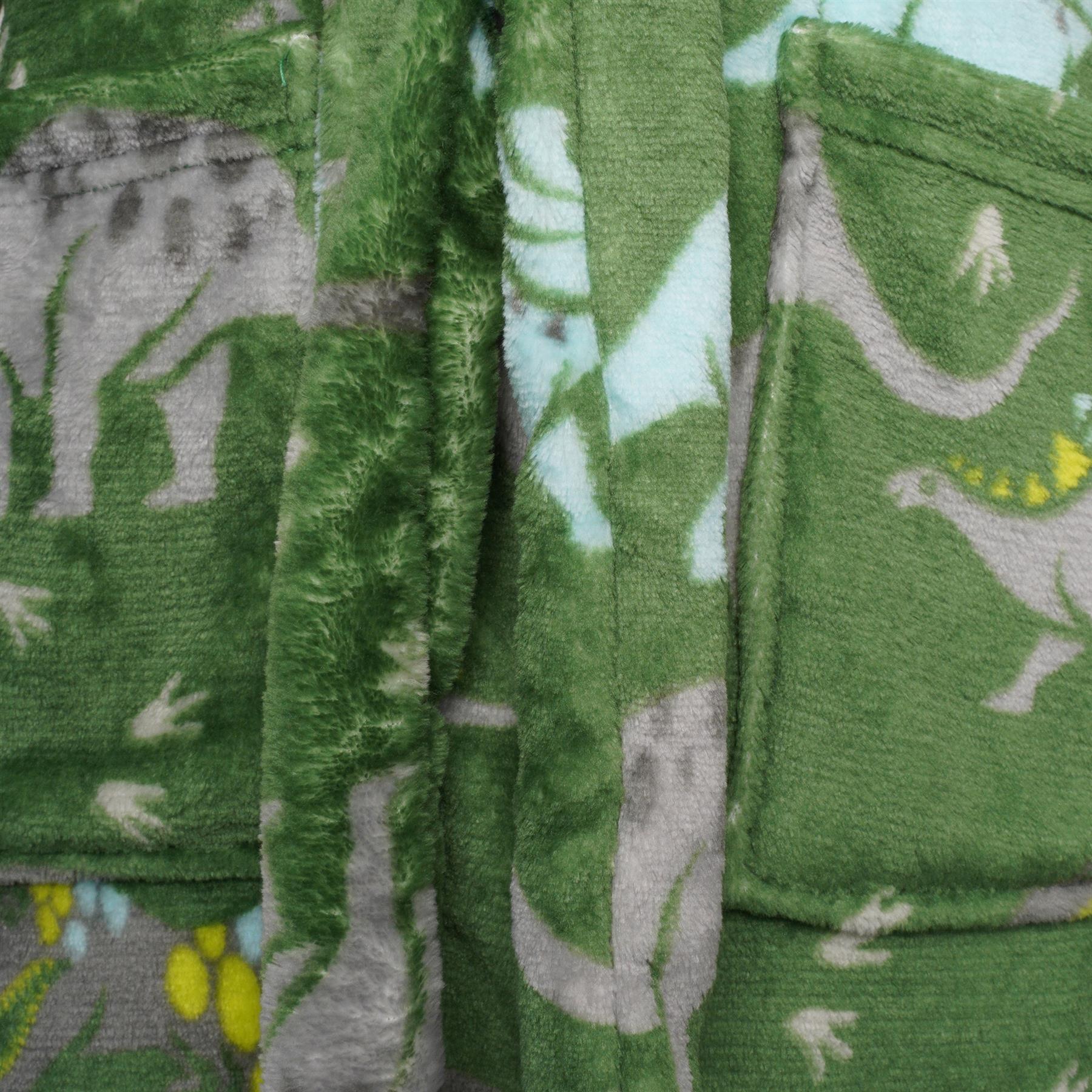 Kids Dinosaur Soft Fleece Bathrobe Green Dressing Gown Adore Home Kids Dinosaur Soft Fleece Bathrobe Green Dressing Gown Adore Home