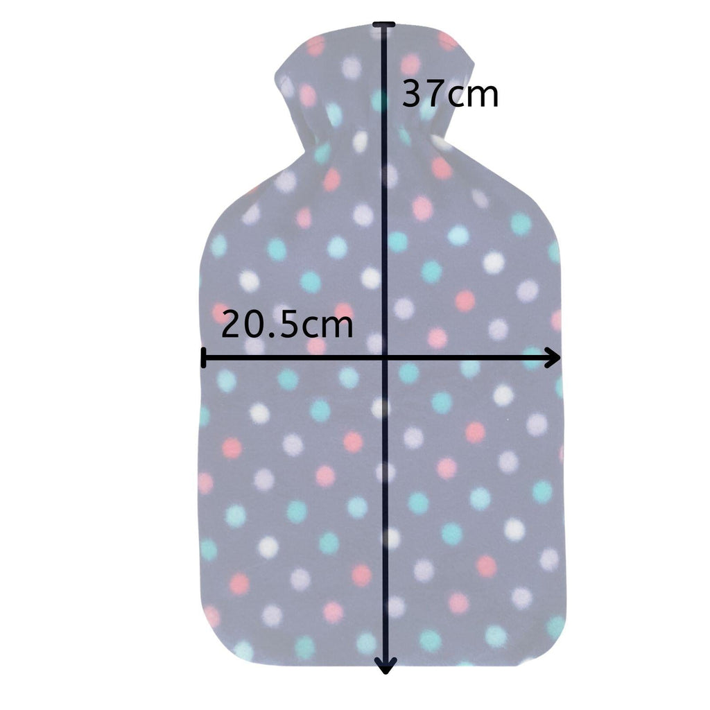 Hot Water Bottle With Polka Dot Fleece Cover 2L - Adore Home