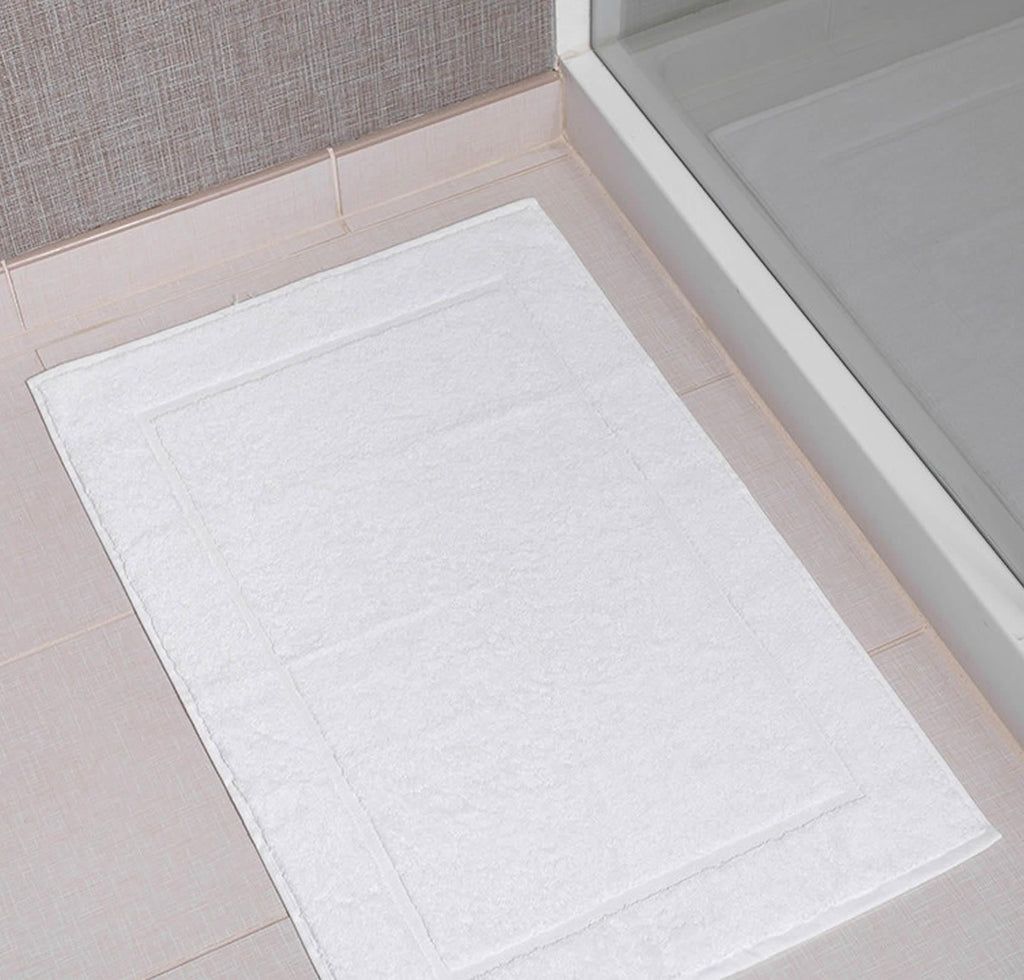 White Bath Mat Hotel Quality 100% Cotton 51x76cm - Adore Home